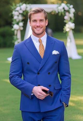 2 Piece Double Breasted Suit Men Slim Fit Double Breasted Blazer Wedding Prom Homecoming Groom Suit Pants Sets3