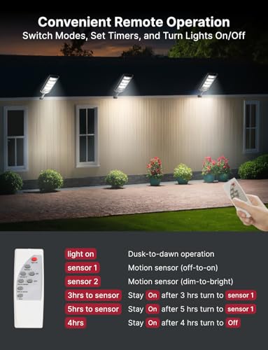 Image of Solar Street Light 6000 Lumens - 192 LED Beads, 5W Solar Panel, IP67 Waterproof, 320 Angle, 2600mAh Battery, Energy-Efficient Outdoor Security Lighting (2 Pack)