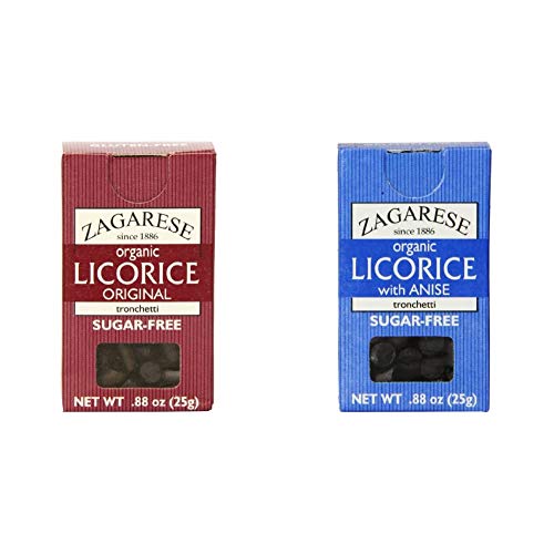 Zagarese 100% Organic Licorice, Original, 0.88 Ounce Flip Top Box & 100% Organic Licorice with Anise, 0.88 Ounce Flip Top Box