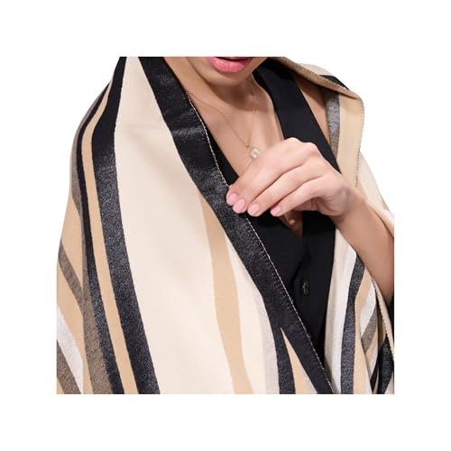 Dusala Reversible Cashmere Handmade Stole - Ultra-Soft, Lightweight, Year-Round Comfort - Thoughtful Gift for Women - Beige, Versatile Scarf, Shawl, or Wrap for Fashion and Warmth, 28x80 inches2