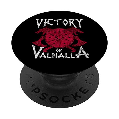 Victory Or Valhalla Norse Mythology Warrior Viking PopSockets PopGrip: Ausziehbarer Sockel und Griff für Handys/Tablets mit Tauschbarem Top