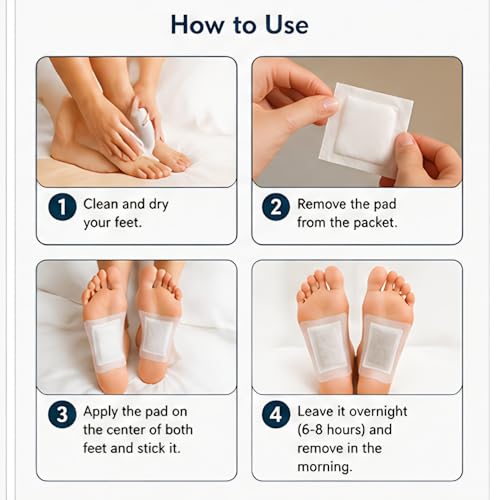 Image of Herbal Foot Detox Patches for Men & Women, Overnight Foot Pads with Ginger & Bamboo Vinegar, Natural Foot Care Patche for Nighttime Relaxation (Pack of 20)