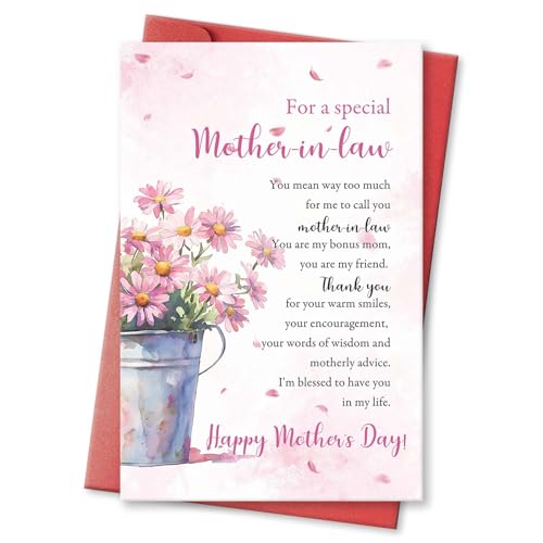 hvdler Mother in Law Happy Mother's Day Card, Heartfelt Mother's Day Card for Mother-in-Law MIL, Mothers Day Gift from Daughter-in-law Son-in-law