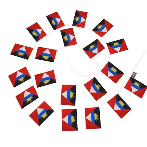 Image of AZ FLAG Antigua and Barbuda 6 meters BUNTING Flag 20 flags 9'' x 6'' - Antiguan Barbudan STRING flags 15 x 21 cm