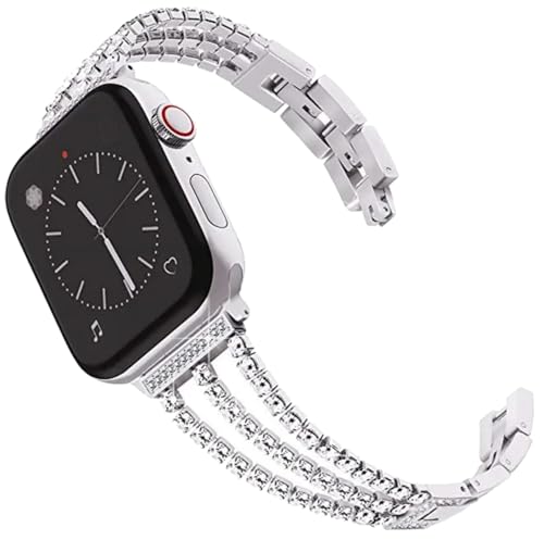 Image of Zitel Bling Rhinestone Metal Band Compatible with Apple Watch Straps for Women Girls Sparkling Shiny Wristbands