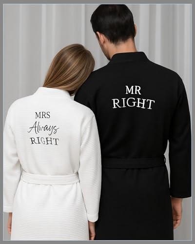 Image of Jecery 2 Pack His and Hers Robes Gifts for Couples Cotton Waffle Knit Matching Robes Party Anniversary Wedding Women Men