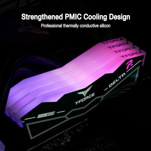 Image of TeamGroup T-Force Delta RGB 2x16GB 6400MHz (6400MT /s) CL40 Black 32GB DDR5 RAM Kit, Desktop Gaming Memory, Metal Heatsink, ARGB Sync, ECC, XMP 3.0 /EXPO, For Intel /AMD CPU, High Performance Low Latency