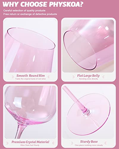 Pink Wine Glasses Set Of 6 - Crystal Colorful Wine Glasses With Long Stem And Thin Rim,Perfect Colored Wine Stemware For Wine Lover In Wedding,Bridal Shower,Bachelorette Party(Barbie Pink) #TOP4