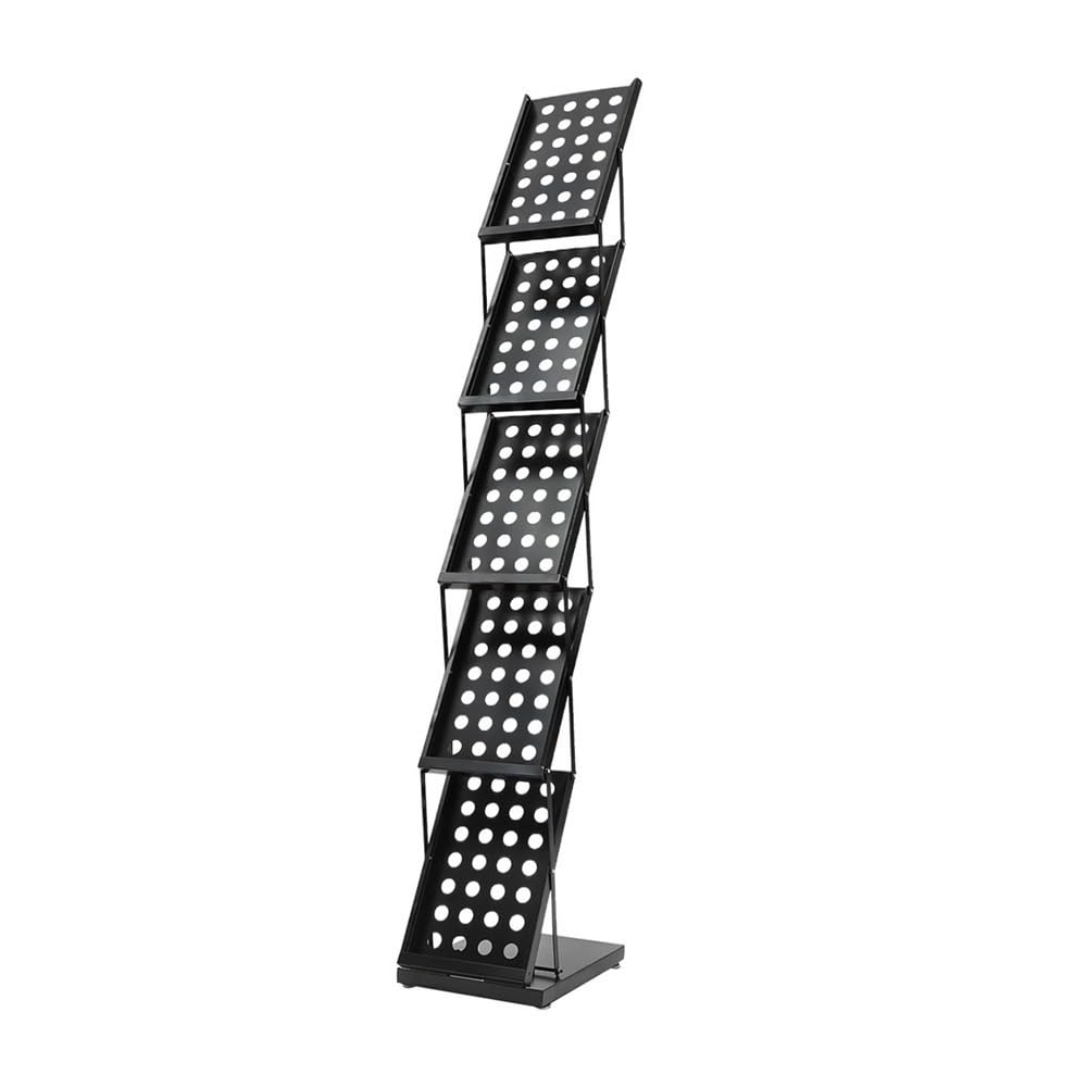 Jianjunchaling One Color 5-Layer Brochure Newspaper Display Rack Foldable Magazine Stand Space Saving With 5 Pockets For Exhibition For Office, Trade Show, Exhibitions