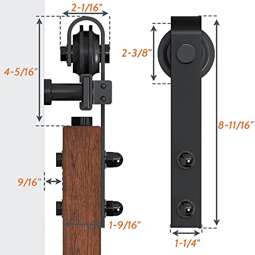 Sankeytew 6Ft Barn Door Hardware Kit, Lite Version- Combination Track- Easy To Install- Manual Included- Black (J-L-5) #TOP6