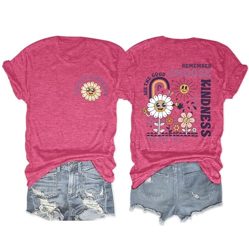 Image of Be Kind Womens T Shirts Cute Graphic Blessed Shirt Kindness Short Sleeve Tees Funny Inspirational T-Shirt Teacher Tops