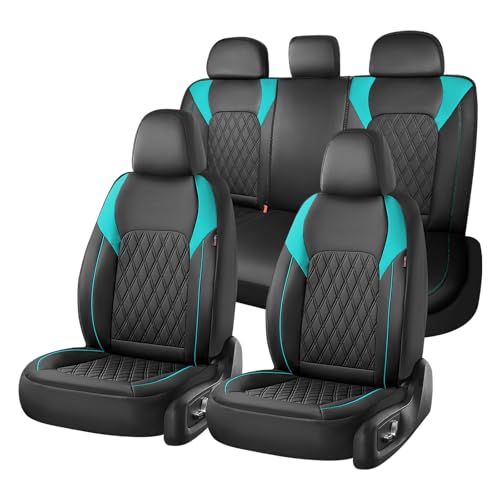 Image of Coverado Seat Covers Full Set, Faux Leather Car Seat Covers for Cars, Waterproof Car Seat Cover, Universal Seat Covers, Car Seat Protector Car Seat Cushion Universal Fit Most Cars Trucks, Black&Blue