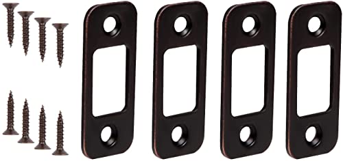 4 piezas de placa de cerradura de esquina redonda de 1 x 2-1/4 pulgadas, bronce vintage con 8 tornillos de 1-3/8 pulgadas (bronce vintage)