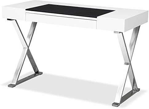 Centurion Supports ADONIS Gloss White and Chrome Ergonomic Home Office Luxury Computer Desk