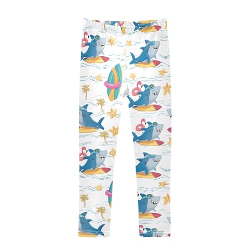 Surfing Blue Shark Girls Leggings Soft Stretch Workout Yoga Dance Pants for Kids Casual Tights