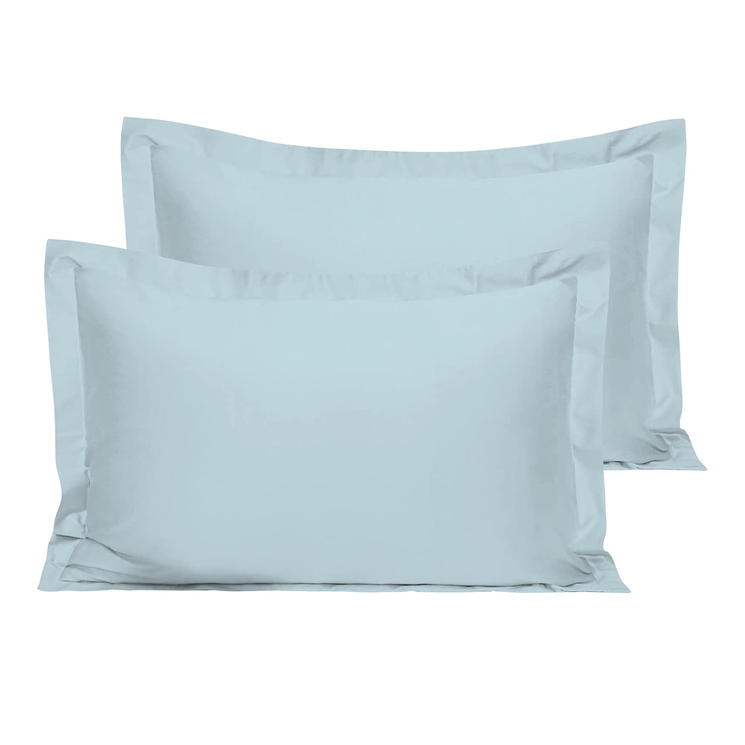 Pizuna Cotton Standard Pillow Cases 50x75 cm Baby Blue, 100% Long Staple Cotton Percale Weave Soft Pillow Cover With 5cm Hem (Cooling Pillowcase - 2 PC)