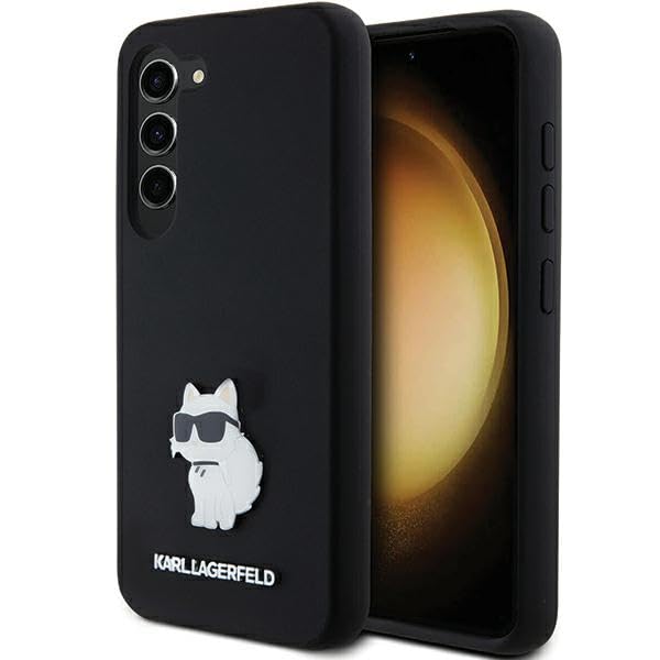 CG MOBILE Karl Lagerfeld KLHCS23SSMHCNPK Coque pour S23 S911 Noir Coque Rigide Silicone Choupette Broche Métal