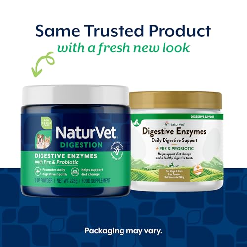 Image of NaturVet Digestive Enzymes with Pre & Probiotic for Dogs & Cats - 8 oz | Supports Diet Changes & a Healthy Digestive Tract with Prebiotics, Powder