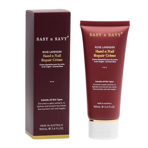 Sasy n Savy Rose Lavender Hand n Nail Repair Crème – Nourishing Hand Cream with Shea Butter, Macadamia Oil & Lavender – Moisturising & Anti-Aging Cuticle Care. Vegan Skincare made in Australia