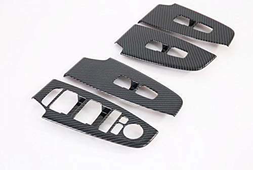 Momoap/Carbon Fiber Style Interior Window Switch Panel Cover Tirm for Kia Seltos 2020-2021