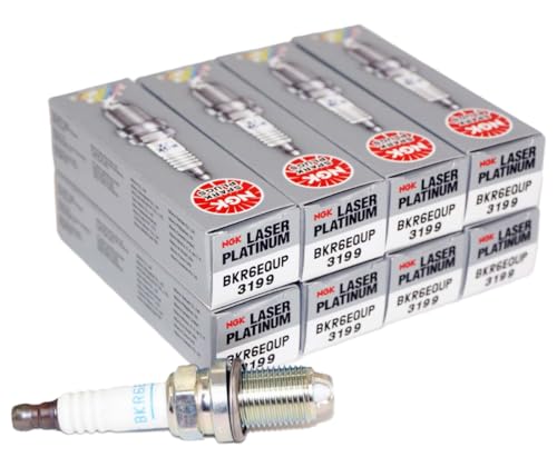 NGK 3199 Laser Platinum Spark Plugs BKR6EQUP Compatible with Select Audi, BMW, Bentley, Land Rover, Morgan, Porsche and Volkswagen V8 Models (8 Pack)
