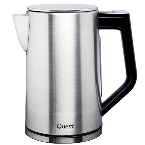 Quest Digital Temperature Control Kettle, 1.7L Capacity, 5 Temperature Settings for Tea/Coffee/Herbal/Green, Stainless Steel, 3000W (68339)