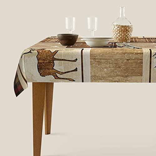 Opmlisir Rustic Country Rectangle Tablecloth,Country Style Farmhouse Lodge Bear Moose Deer Long Table Cloth Washable Table Cover For Kitchen Dining,Birthday Party,Holiday,Christmas,Buffet 54"X 72" #TOP6