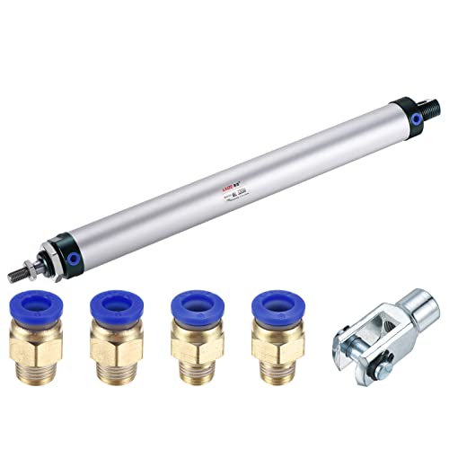 MECCANIXITY - MECCANIXITY Pneumatic Air Cylinder Double Action MAL32X300 32mm Bore 300mm Stroke with Y Connector and 4Pcs Quick Fitting Set