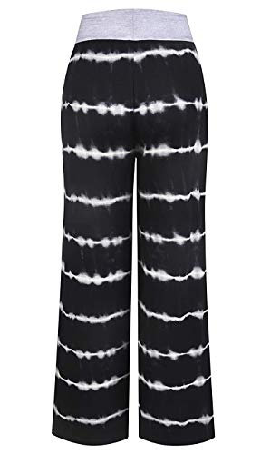 Image of Elsofer Women's Comfy Lounge Pants Soft Floral Pajama Pants Loose Drawstring Wide Leg Palazzo Pants for Sleep, Casual Wear