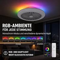Deckenventilator mit Beleuchtung RGB 45cm Schlafzimmer, mit Lautsprecher – Ansicht 5