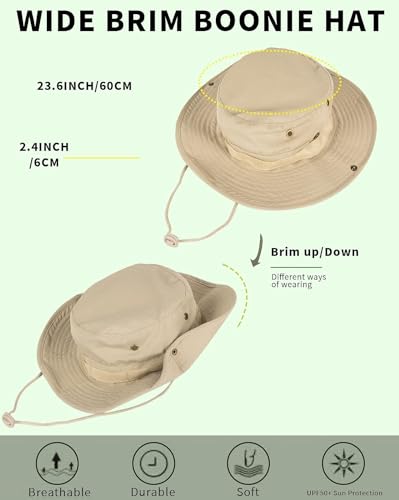 Image of Sun Hats for Men Women Bucket Hat UPF 50+ Boonie Hat Foldable UV Protection Hiking Beach Fishing Summer Safari