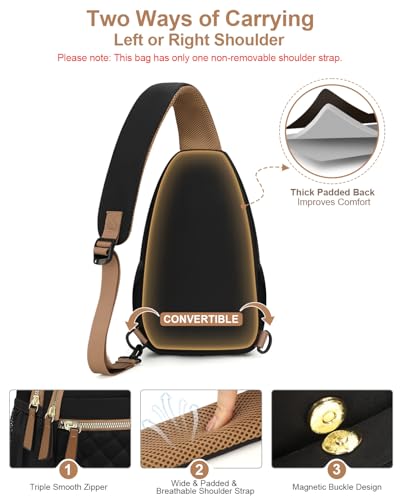 Image of Capolo Sling Bag for Women Men Waterproof Crossbody Bags for Women Trendy Casual Fanny Pack with Convertible Shoulder Strap Chest Bag for Travel Hiking(Black, Large)