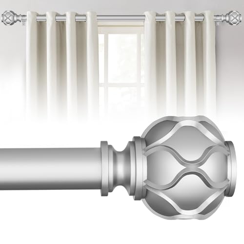 WIN4ALL Silver Heavy Duty Curtain Rods for Windows 66 to