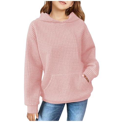 LRMQS Cute Hoodies for Teen Girls Trendy Preppy Waffle Hooded Sweatshirts Oversized Long Sleeve Sweater Tween Girl Clothes