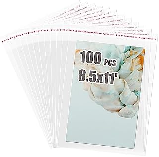 Egofine Self Sealing Cellophane Bags 100 PCS Clear Resealable Sleeves Bags for 8.5x11 Photo Mats (Bag Size: inches for 8.5x11 Mats)