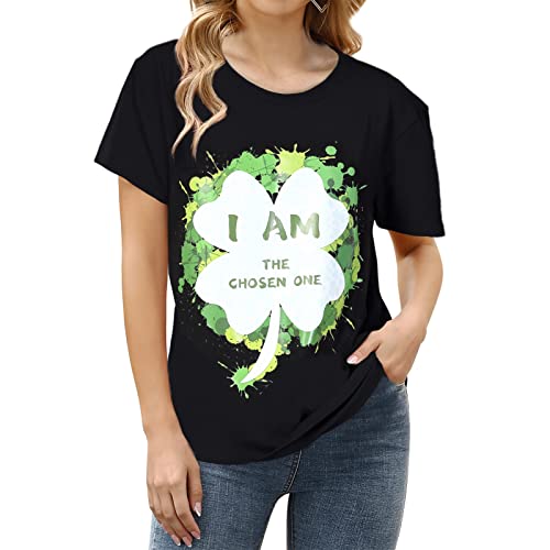 Damen T-Shirt St Patrick's Day, Kleeblatt, Größe L, Schwarz Cover