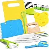 17PCS Kids Cooking Sets Real Cooking Montessori Kitchen Tools for Toddlers Kids Safe Knives for 2/3/4/5/6/7/8 Year Old