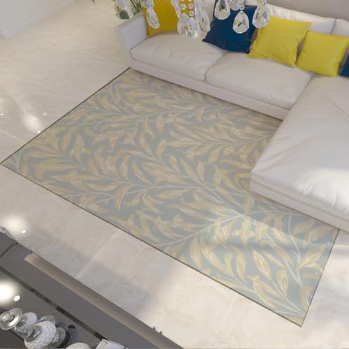 Tapis vintage lavable en machine grand format bleu antidérapant