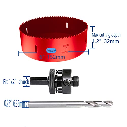 Plg2Supt 6 Inch Hole Saw Cutter With Big Arbor & Extra Measure Tape For Wood Pvc Mdf Drywall Aluminum #TOP1