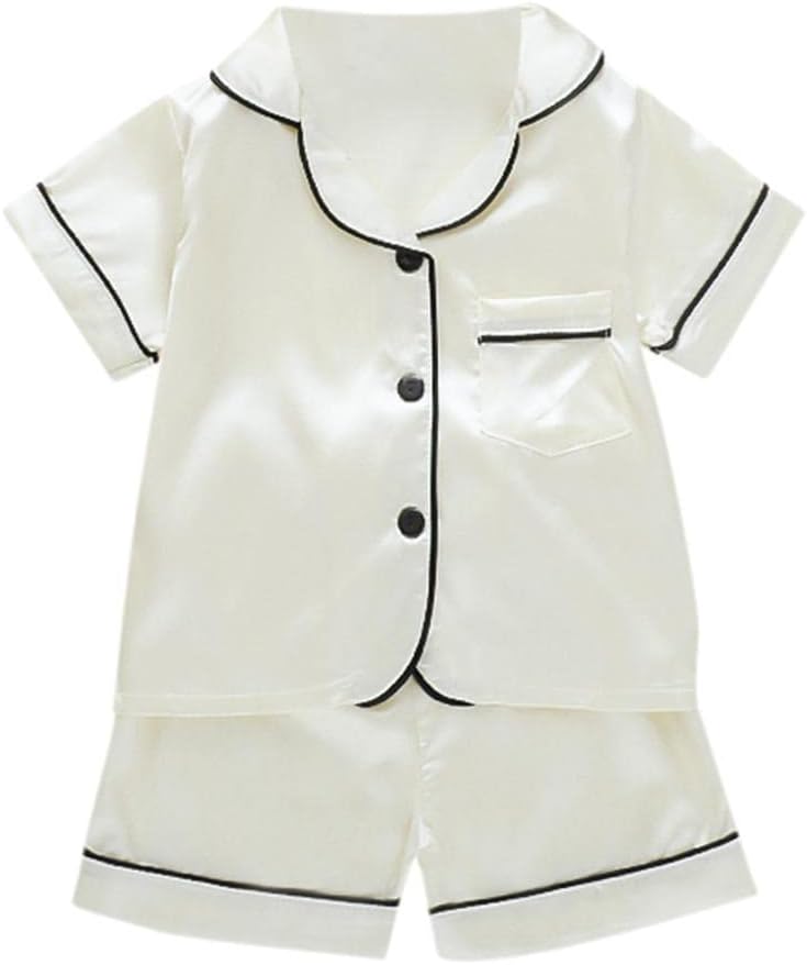 XBKPLO Pajamas Girl 6 Months Little Baby Girls Boys Pajamas Set Satin Silk Kids Short Baby Girl Clothes 18-24 Months