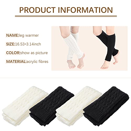 SATINIOR 4 Pairs Cable Knit Leg Warmers Women Winter Knitted Crochet Knee Boot Stockings Cuffs Long Legging Socks3
