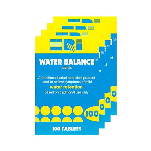 HRI Water Balance 100 Tablets - to Relieve Symptoms of Mild Water Retention. with Dandelion Root Uva Ursi and Buchu Leaf Extract. 4 Pack