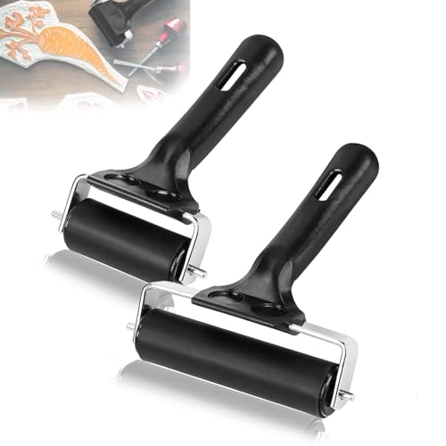 Gummiroller, 2 Stück Linolwalze aus Hartgummi, 6cm/10cm Linoleum...