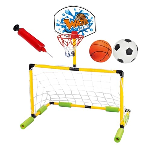 Cesta de baloncesto para piscina – Juego de cesta flotante de baloncesto en la piscina, marco de puerta impermeable con bomba y juego de fútbol para parque, adultos, escuela, Sa
