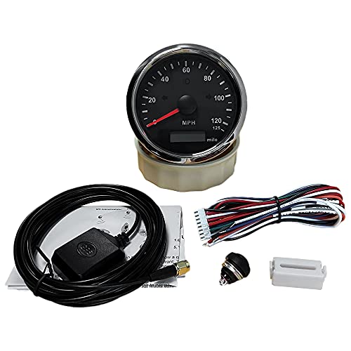 Eling Auto Speed Gauge Kit Mph Gps Speedometer Odometer 125Mph Mileage Adjustable Overspeed Alarm For Boat Car Truck Motorcycle 85Mm 12V 24V #TOP3