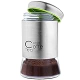 KADAX Vorratsglas mit Schraubverschluss, Kaffeedose aus Glas, Glasbehälter mit Deckel, Vorratsdose für Küche, Tee, Kaffee, Zucker, Kakao, Gewürze, Teedose, rund (1000 ml)