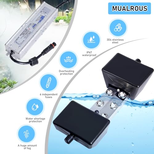MUALROUS 6 Kopf Ultraschall Nebelmacher Fogger mit 5.5L Schwimmer Teich Fogger Halloween Mister Fogger 250W Leistung Wasserdicht Ultraschall Mister Nebel Luftbefeuchter Gemüsekonservierung Landschaft