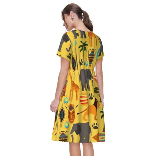 Robe d'été décontractée ample col rond qui masque les imperfections
