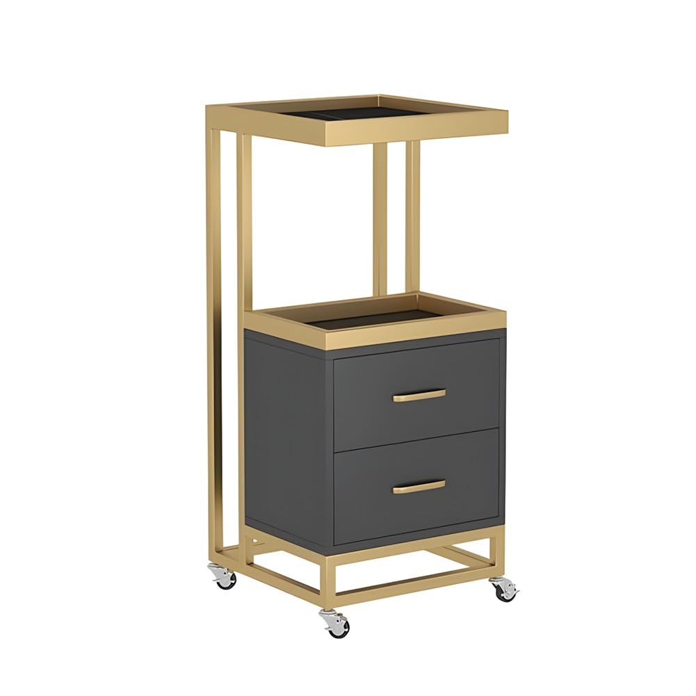 Carrello per Salone di Bellezza, mobiletto per Parrucchiere, Carrello per Strumenti per Salone di Bellezza, cassetto portaoggetti per Centro estetico e Spa, con Quattro Ruote universali (Oro