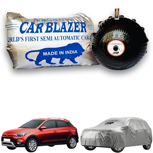 Image of CARBLAZER Portable & Semi-Automatic Full Body Car Covers: Heavy Duty Device| Anti-Theft| Dust & Scratch Proof | Water & Wind Resistant|Custom Fit| Dual-Side Cover, Compatible for Hyundai i20 Active